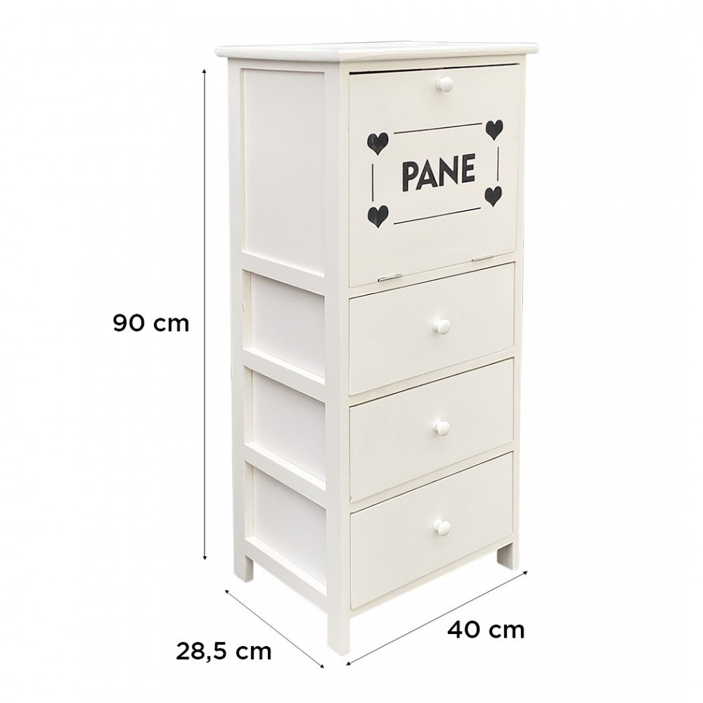 Armoire porte-pain en bois 90x40x29 avec 3...