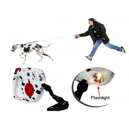 Laisse extensible torche jusqu'á 4,5 m - sans danger - pour les chiens de toutes tailles Laisse extensible torche jusqu'á 4,5 m - sans danger - pour les chiens de toutes tailles