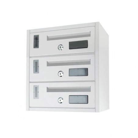 Boîte aux lettres en copropriété 3 places Iron White 25x39x36 cm BLANC