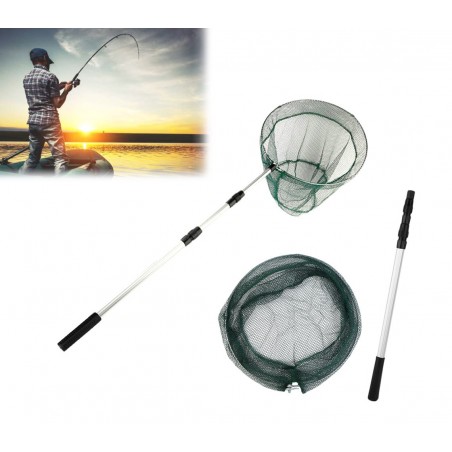 Epuisette de pêche télescopique 8094407 manche réglable en aluminium 140 cm