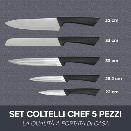 Ensemble de couteaux chef 5 Pcs en acier poignée ergonomique de 22 à 32 cm