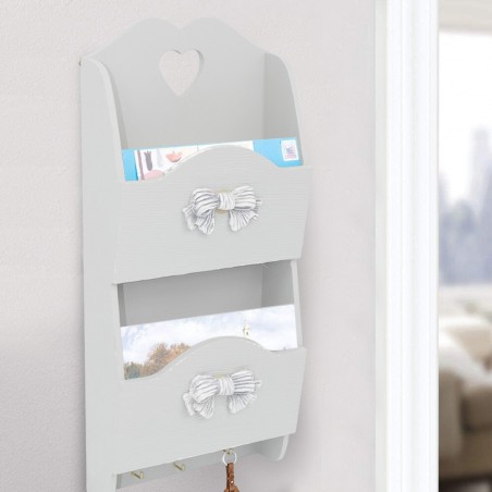 Porte-lettres murales en bois 2 places décoration arc 29Hx6Px18L cm