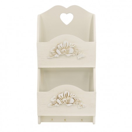 Porte-lettres murales en bois 2 places décoration fleurs 29Hx6Px18L cm
