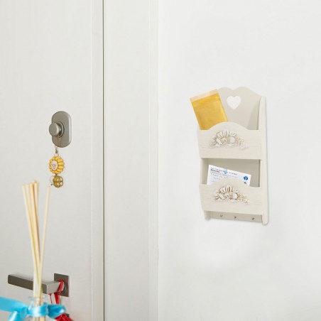 Porte-lettres murales en bois 2 places décoration fleurs 29Hx6Px18L cm