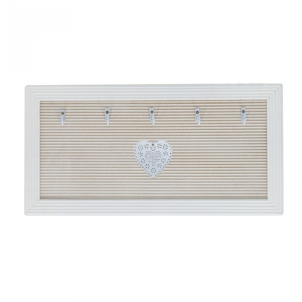 Porte-clés en bois avec 5 crochets de style minable avec coeur central