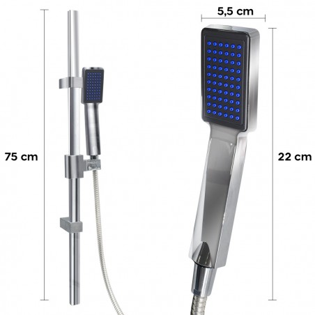 Rail coulissant avec douche de tête en acier AD-6725 réglable en hauteur 25h cm