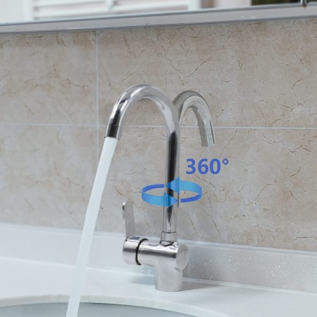 Robinet pour lavabo POS01 Mélangeur Haute Bouche Chromé avec Tubes