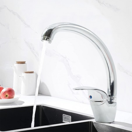 Robinet évier Vancouver N060-5 en acier chromé inoxydable pivotant 360°