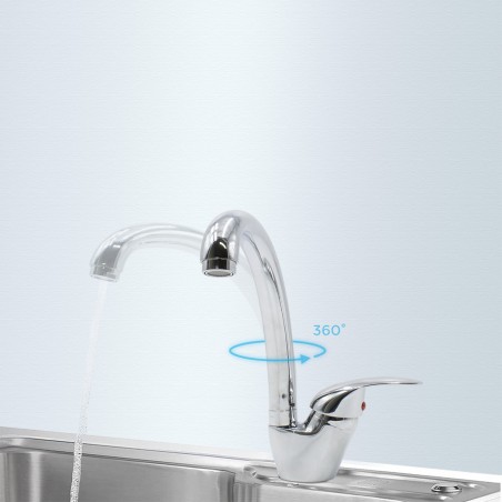 Robinet évier Vancouver N060-5 en acier chromé inoxydable pivotant 360°