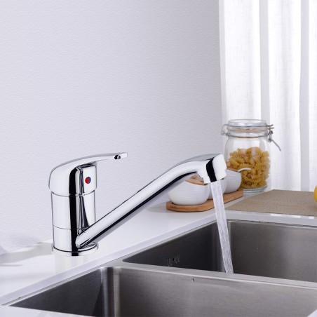 Robinet pour évier de cuisine Europa 4005 en laiton gris chromé massif