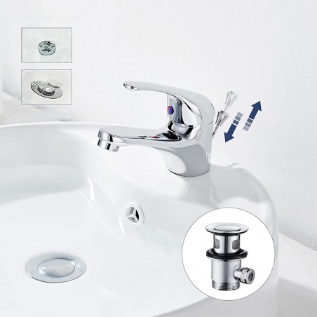 Robinet pour lavabo en acier inoxydable Colombo N026-1 avec décharge Pop Up