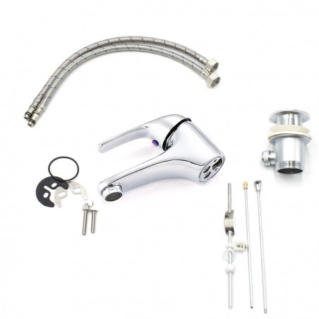 Robinet Lavabo en Acier Inoxydable 1601 avec Connexion et Décharge Pop Up