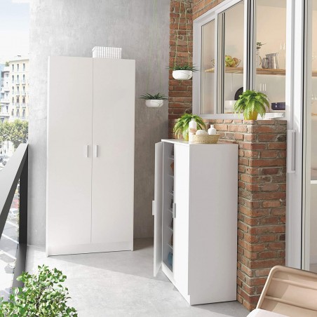 Mobile polyvalent 240800 Armoire Porte-scope 2 Portes Couleur Blanc 73x37x180cm