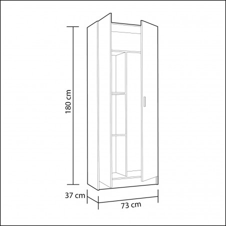 Mobile polyvalent 240800 Armoire Porte-scope 2 Portes Couleur Blanc 73x37x180cm