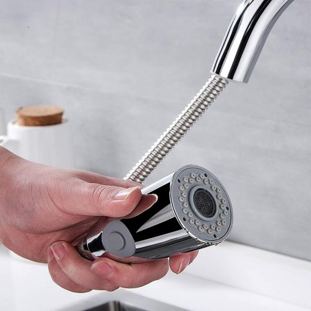 Mélangeur Robinet Chromé pour Évier GR-7544 avec Douche Amovible 75cm