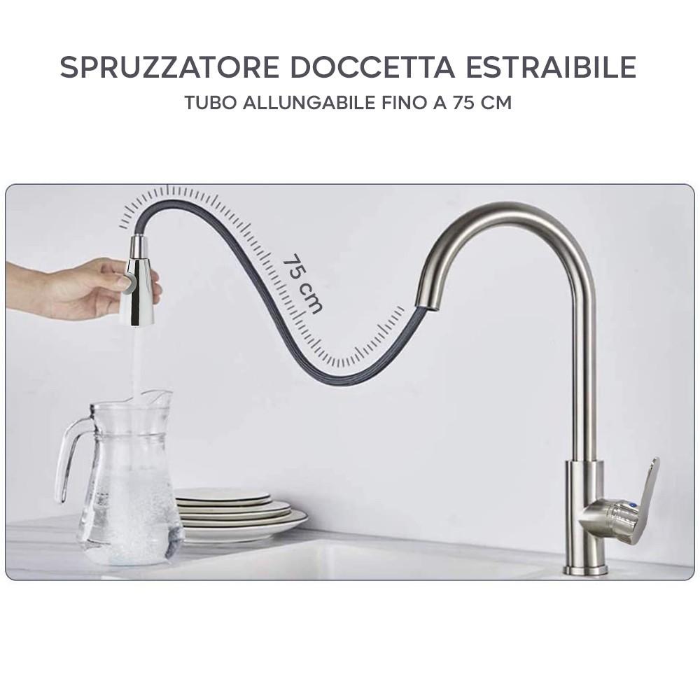 Mélangeur Robinet Chromé pour Évier GR-7544...