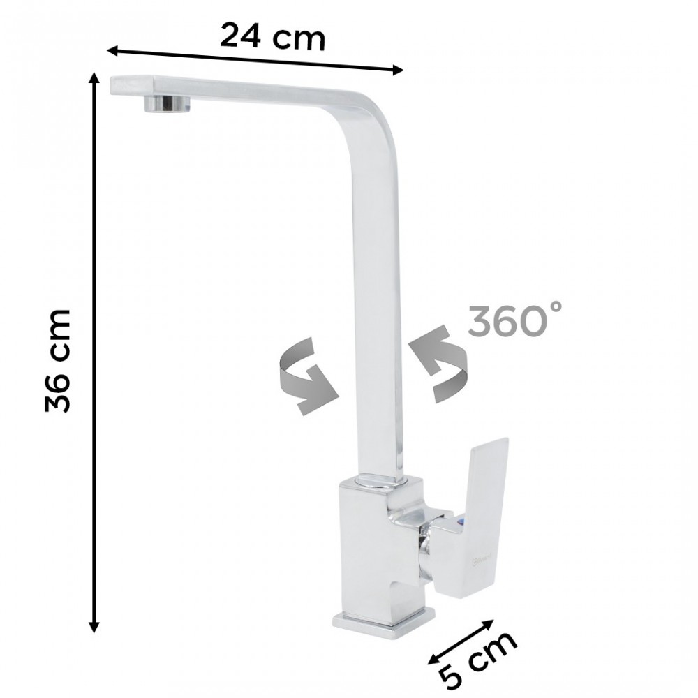 Robinet Mélangeur Chromé GR-7434 Roues à 360°...