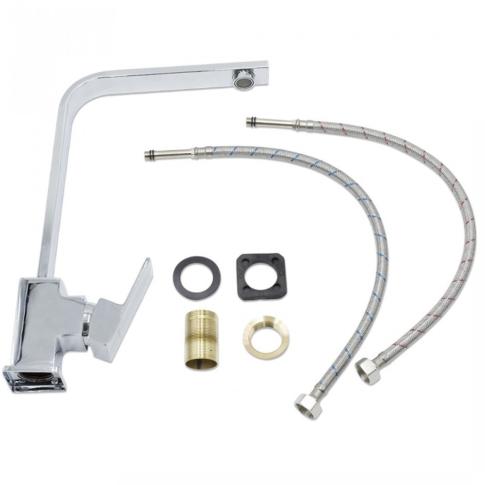 Robinet Mélangeur Chromé GR-7434 Roues à 360°...