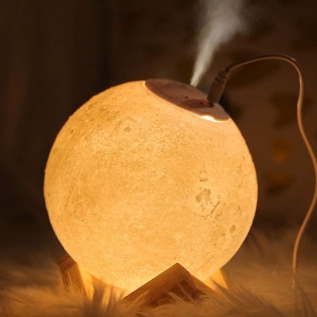 Lampe lune 3D conduit 13cm aromathérapie intensité lumière humidificateur