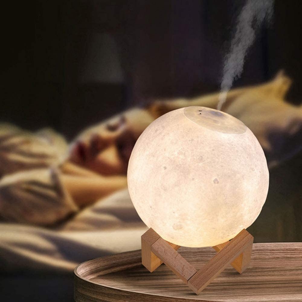 Lampe lune 3D conduit 13cm aromathérapie...