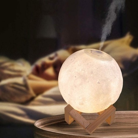 Lampe lune 3D conduit 13cm aromathérapie intensité lumière humidificateur