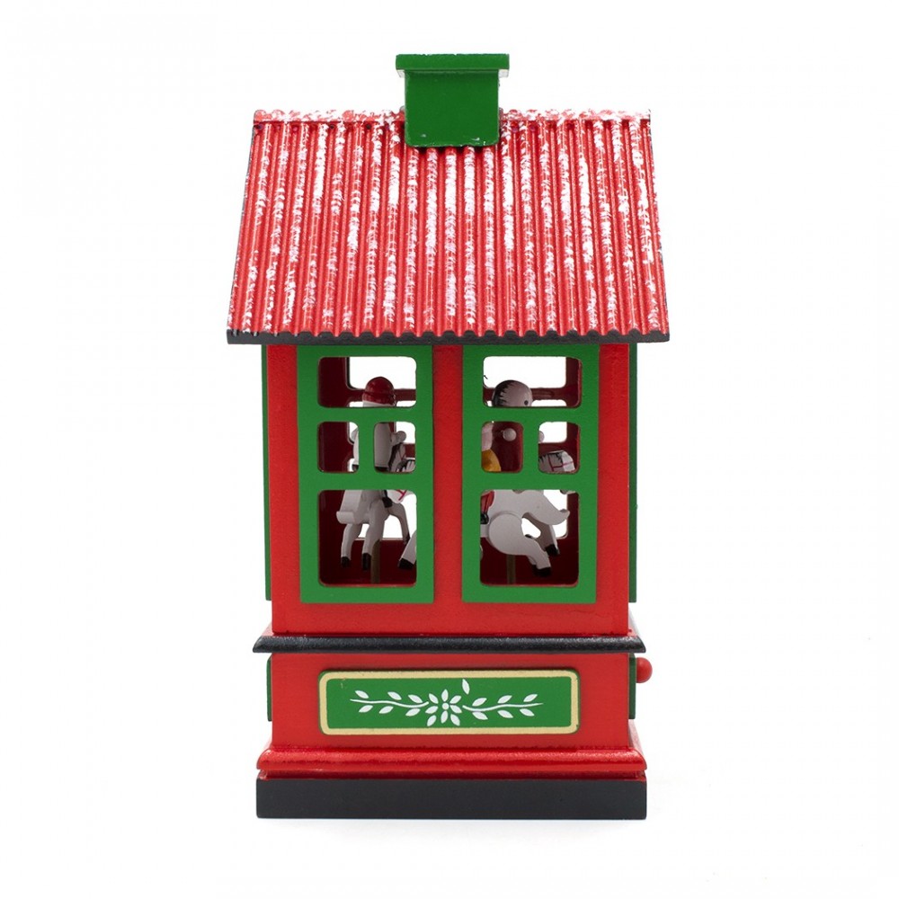 Carillon carrousel chalet en bois avec...