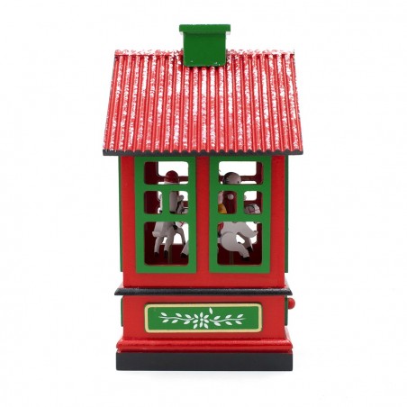 Carillon carrousel chalet en bois avec manivelle musique et mouvement