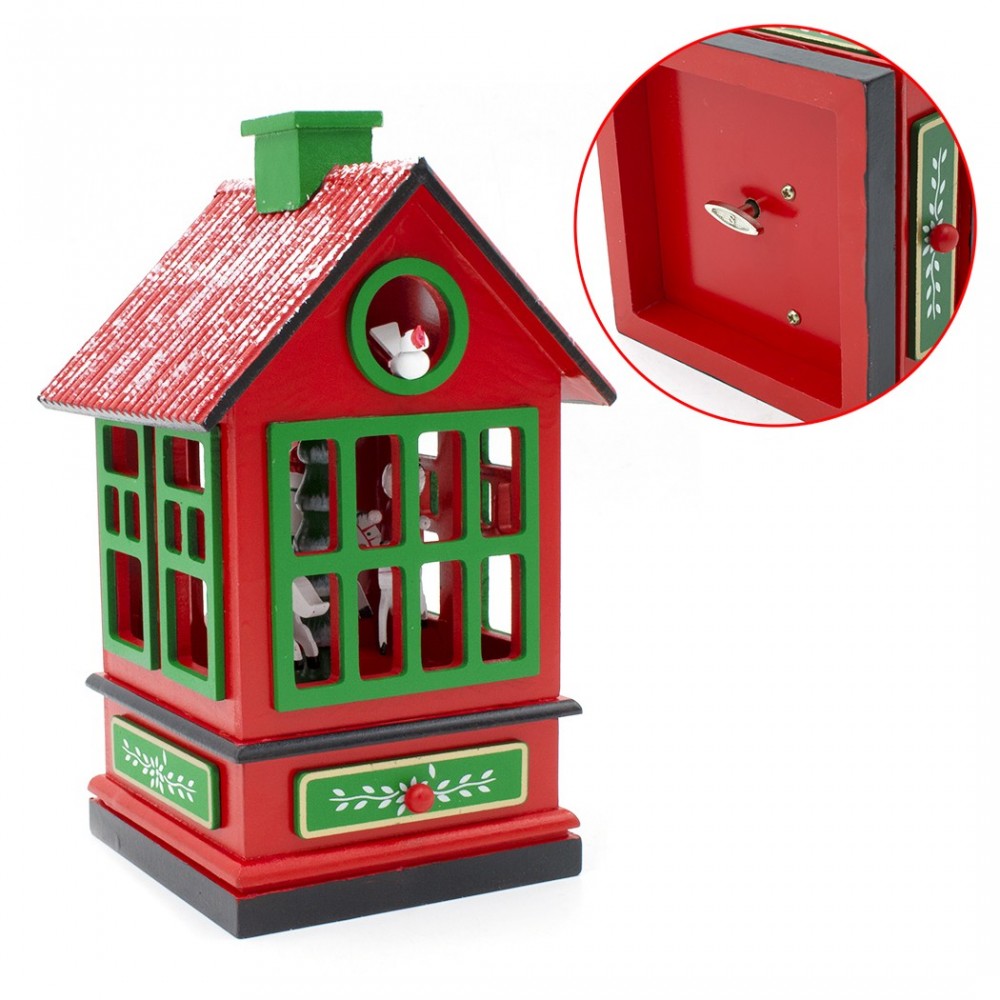 Carillon carrousel chalet en bois avec...