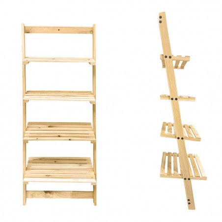 Étagère à échelle en bois Bibliothèque 4 Étagères Porte-objets Contre Mur