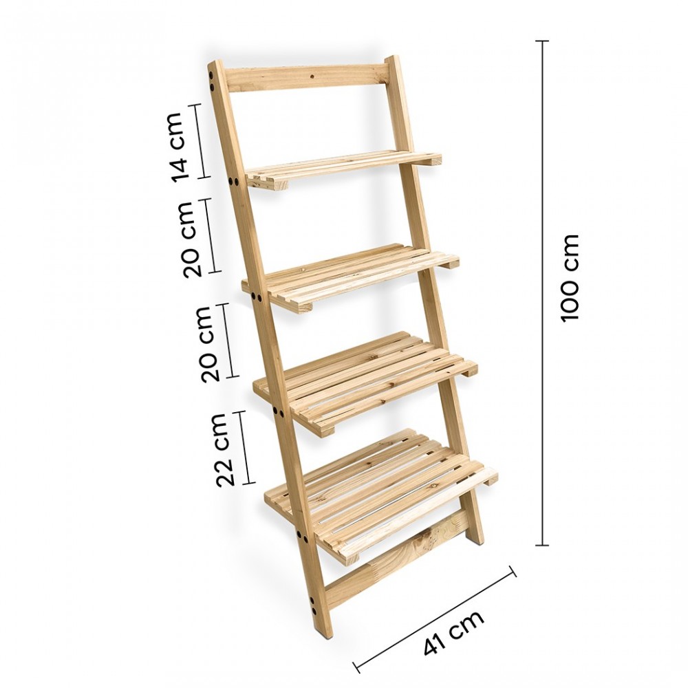 Étagère à échelle en bois Bibliothèque 4...