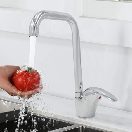 Robinet évier Ottawa 1906 mélangeur chromé pivotant à 360° en laiton