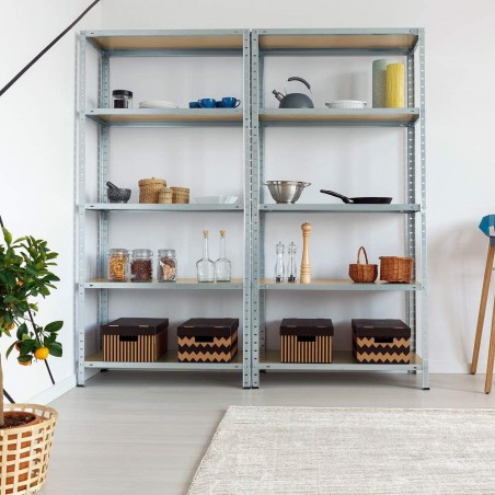 Étagère métallique modulaire 5 niveaux MDF 180x90x40cm, charge 875Kg.