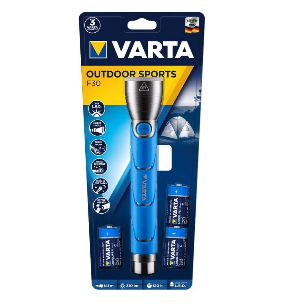 Lampe de poche LED VARTA Sport Ouverture Bouteilles 3 Batteries High Energy C