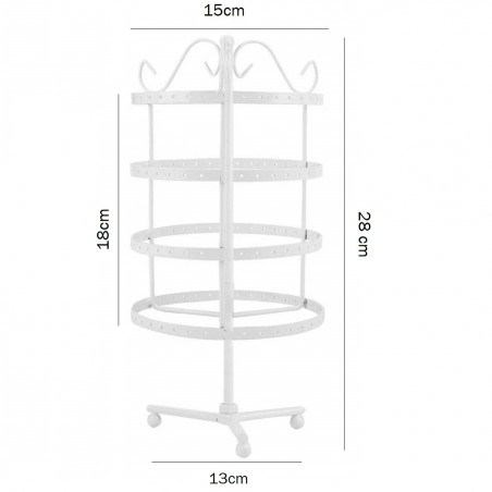 Affichage Porte-bijoux à 4 étages pivotant Blanc Idéale pour boucles d’oreilles