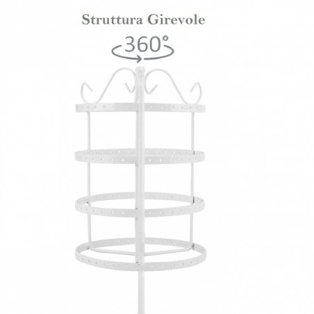 Affichage Porte-bijoux à 4 étages pivotant Blanc Idéale pour boucles d’oreilles