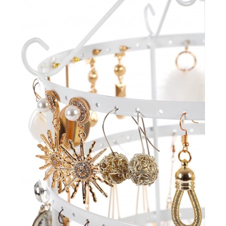 Affichage Porte-bijoux à 4 étages pivotant Blanc Idéale pour boucles d’oreilles
