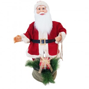 Santa avec robe rouge et crème 144206 80H cm avec musique...