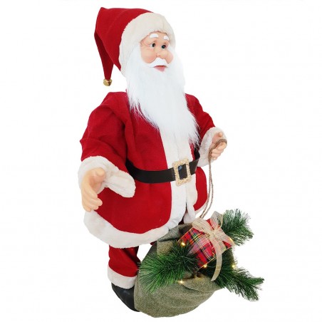 Santa avec robe rouge et crème 144206 80H cm avec musique Lumières et Mouvement
