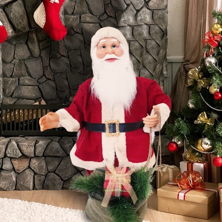 Santa avec robe rouge et crème 144206 80H cm avec musique Lumières et Mouvement