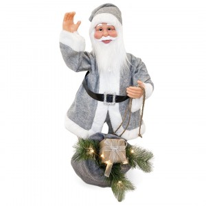 Père Noël gris 144209 Décorations 80H cm avec son,...