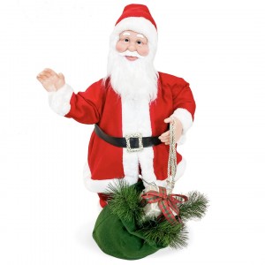 Père Noël rouge et blanc 80H cm avec son, lumière et...