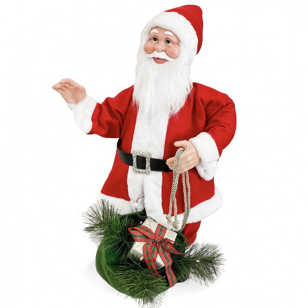 Père Noël rouge et blanc 80H cm avec son,...