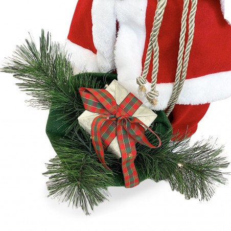 Père Noël rouge et blanc 80H cm avec son, lumière et mouvement