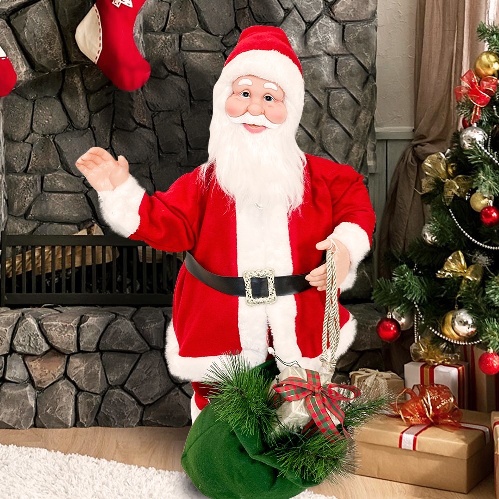 Père Noël rouge et blanc 80H cm avec son,...
