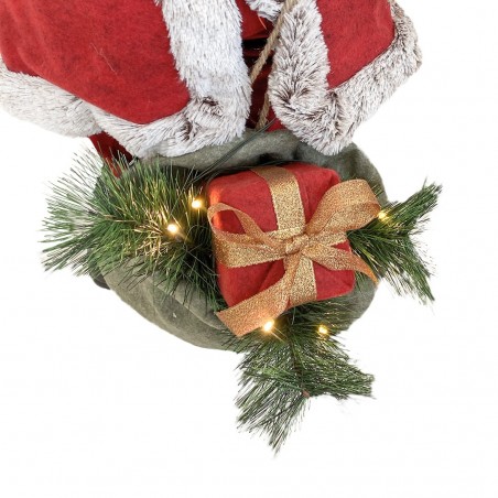 Père Noël Rouge et Gris 144207 80H cm décorations avec Son, Lumière et Mouvement