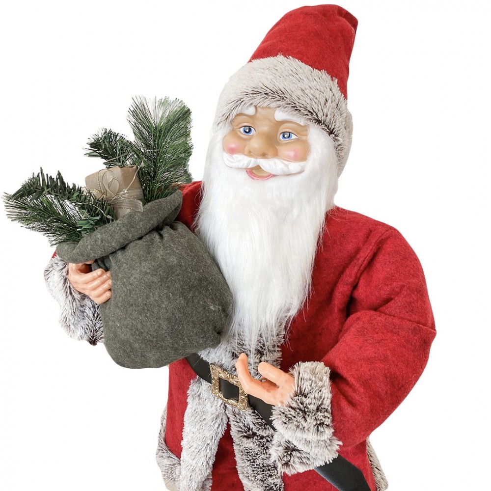 Père Noël rouge et gris Décoration de Noël 90H...
