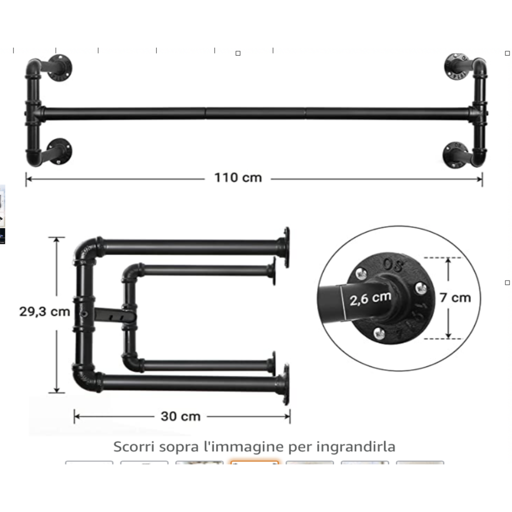 Barre de cintres murales de style industriel...
