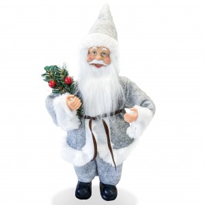 Santa Claus Robe Gris art. 144189 Décoration de Noel décoration 30H cm