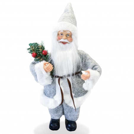 Santa Claus Robe Gris art. 144189 Décoration de Noel décoration 30H cm