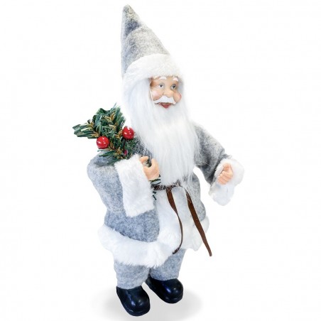 Santa Claus Robe Gris art. 144189 Décoration de Noel décoration 30H cm